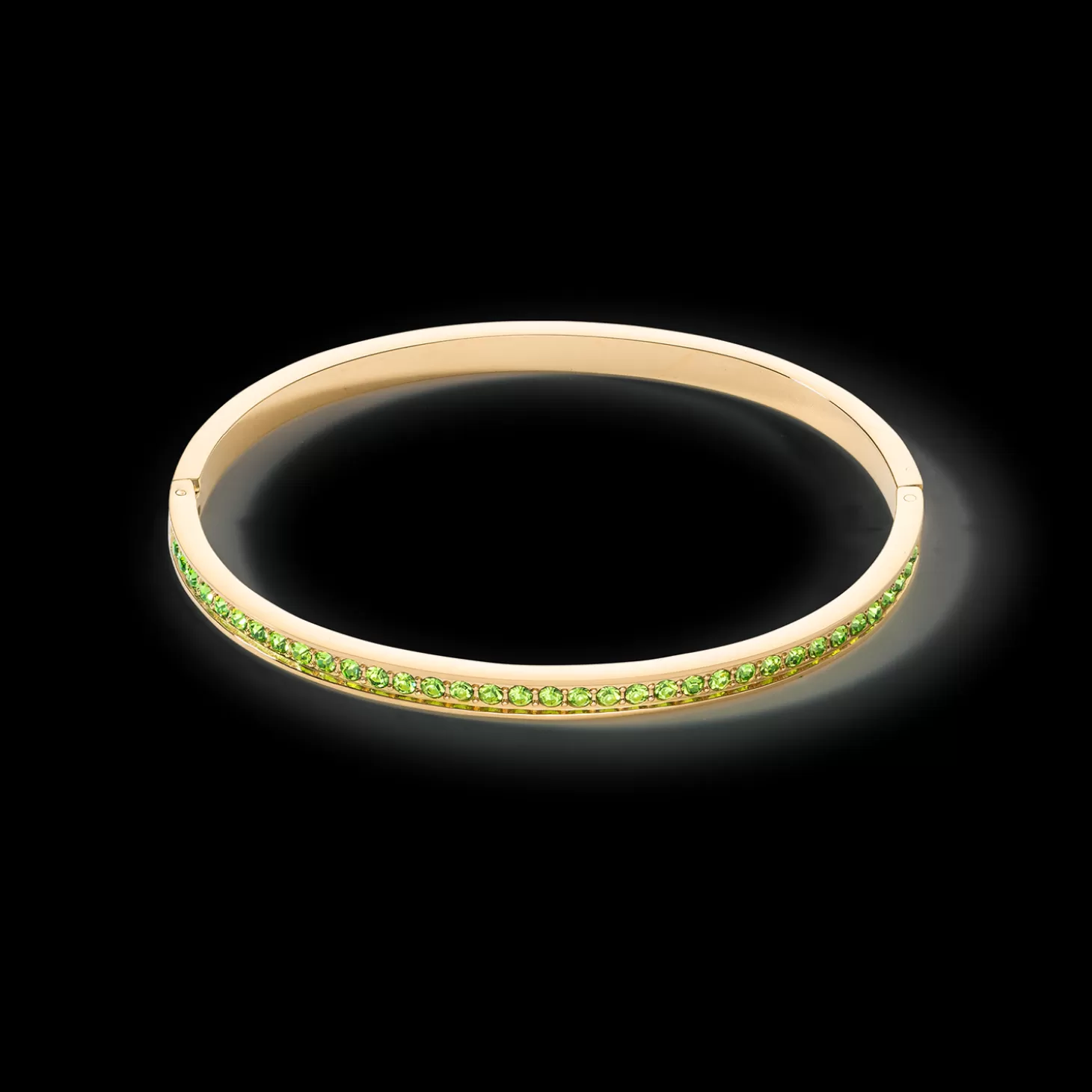 COEUR DE LION Bangle Stainless Steel & Crystals Gold Green 19