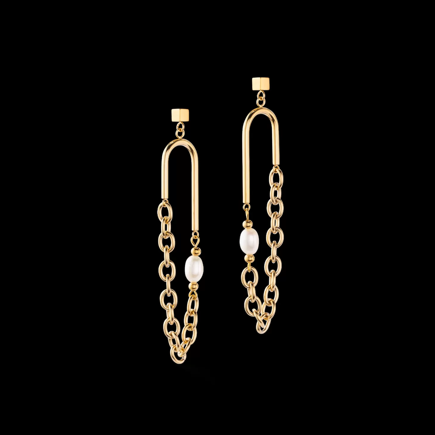 COEUR DE LION Boho Earrings Freshwater Pearls Gold & White