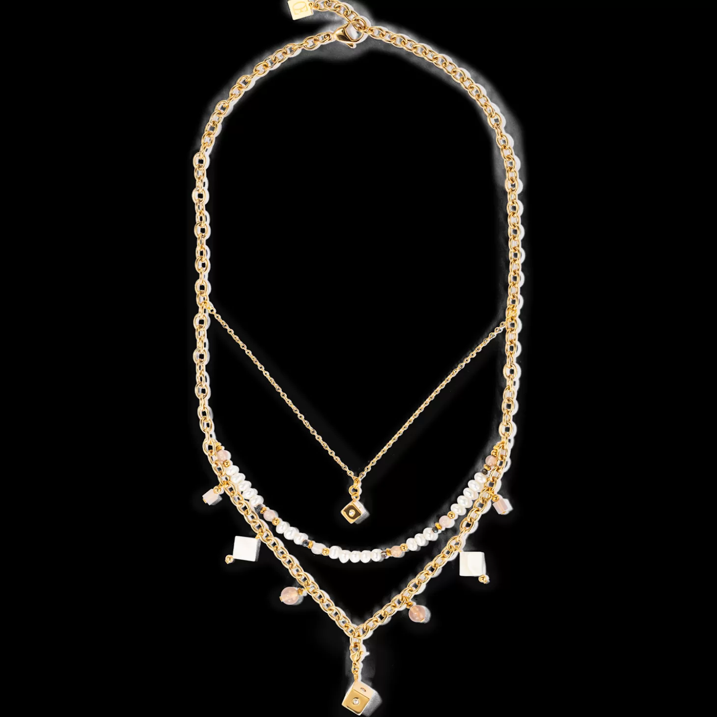 COEUR DE LION Boho Necklace Freshwater Pearls Gold & White