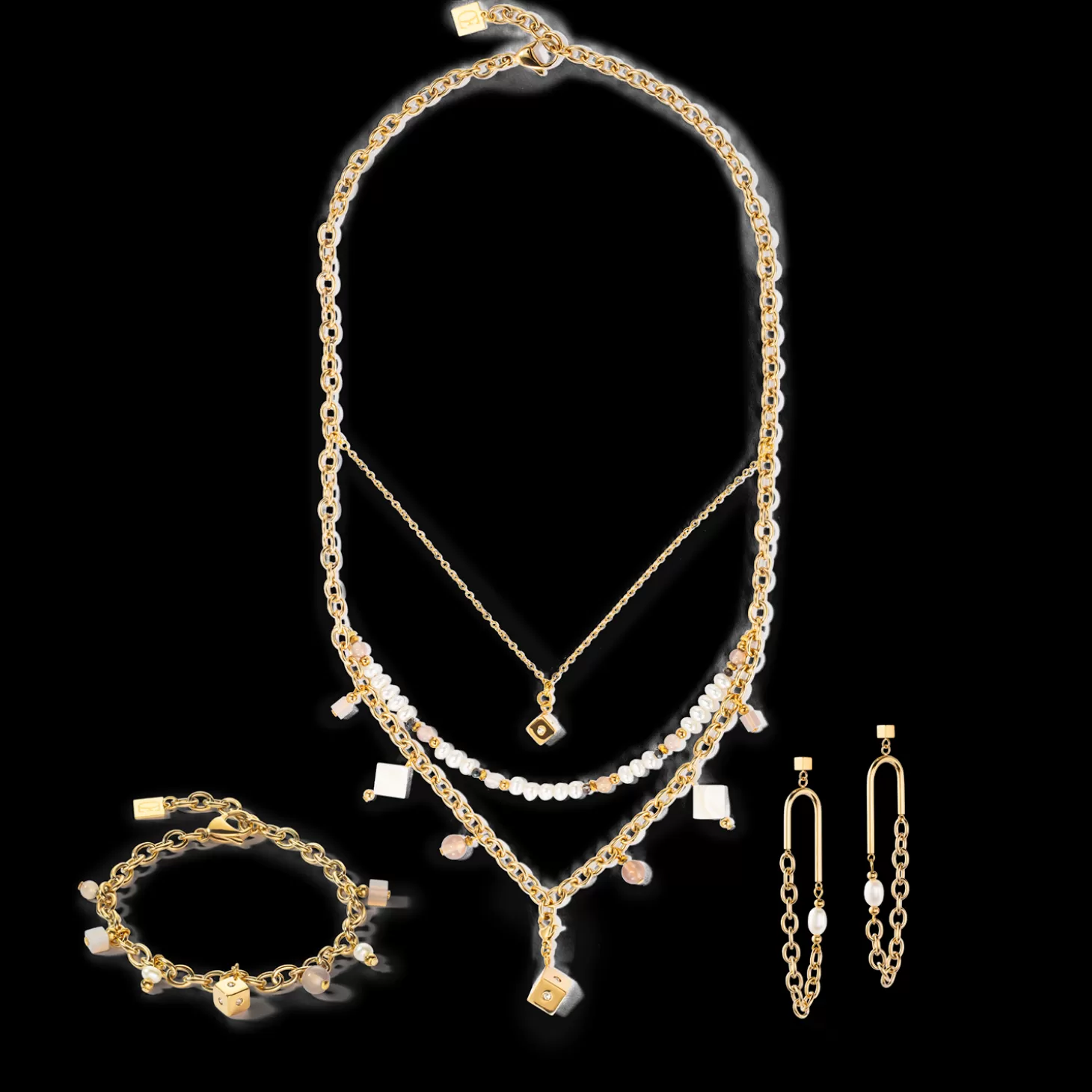 COEUR DE LION Boho Necklace Freshwater Pearls Gold & White