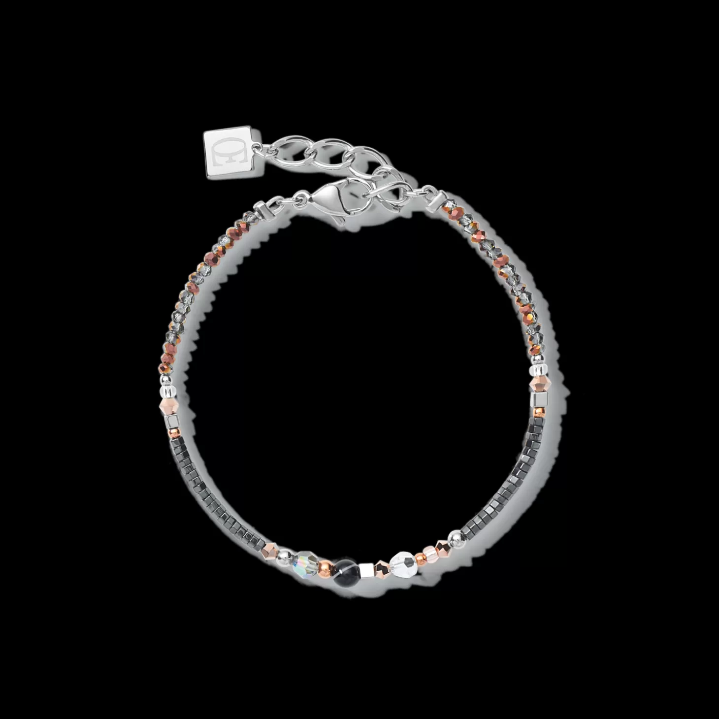 COEUR DE LION Bracelet Amulet Small Crystals & Striped Onyx Grey-Crystal