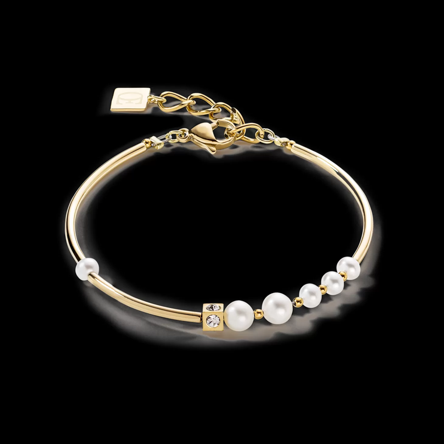 COEUR DE LION Bracelet Asymmetry Freshwater Pearls & Stainless Steel White-Gold