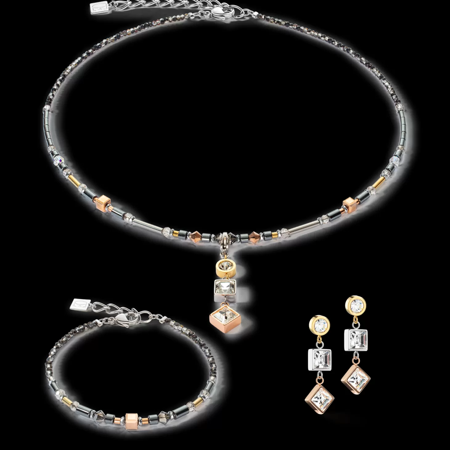 COEUR DE LION Bracelet Brilliant Square Trilogy Interchangeable Pendant Tricolor