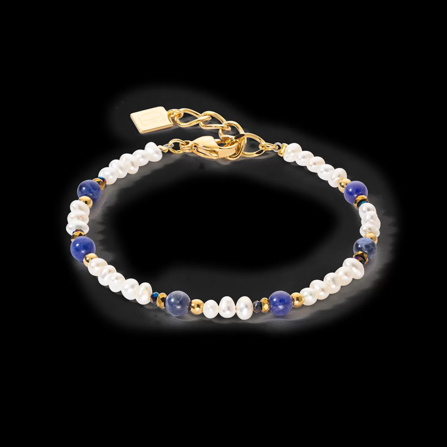 COEUR DE LION Bracelet Flow Freshwater Pearls & Sodalite Gold