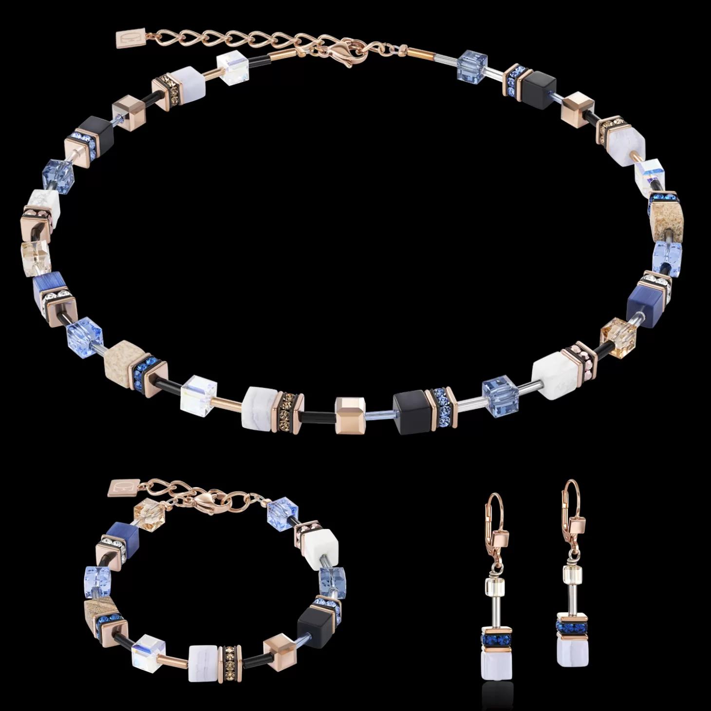 COEUR DE LION Bracelet Geocube® Crystals & Gemstones Blue-Beige