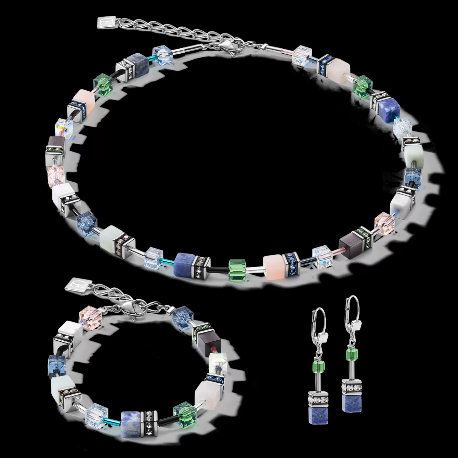 COEUR DE LION Bracelet Geocube® Crystals & Gemstones Blue-Green