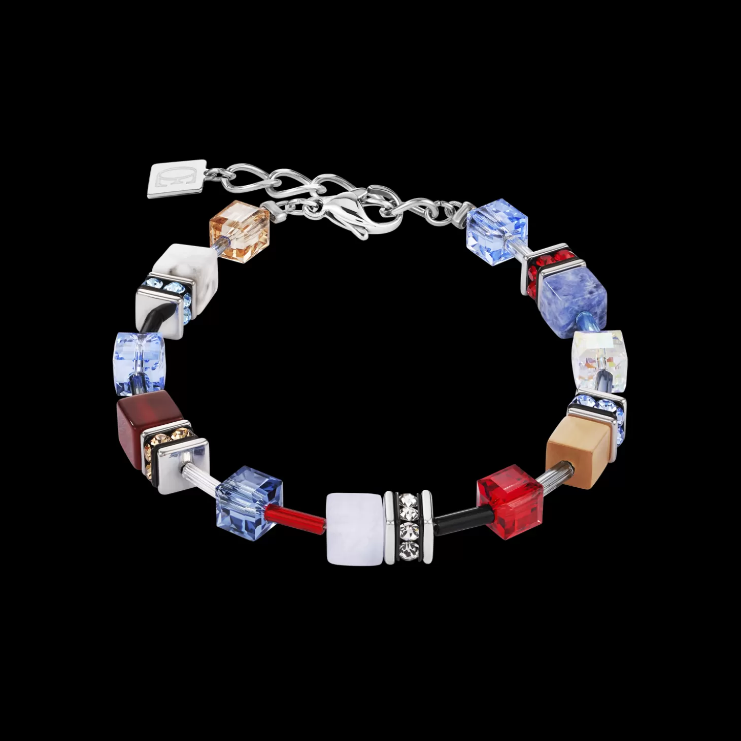 COEUR DE LION Bracelet Geocube® Crystals & Gemstones Blue-Red