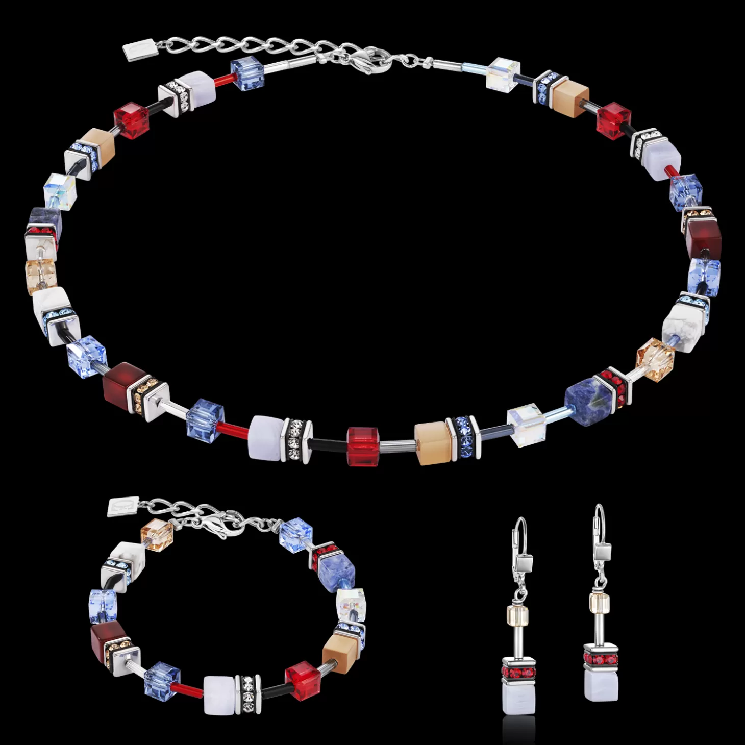 COEUR DE LION Bracelet Geocube® Crystals & Gemstones Blue-Red