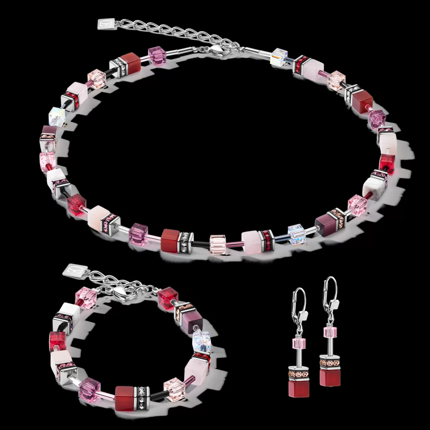 COEUR DE LION Bracelet Geocube® Crystals & Gemstones Red-Purple