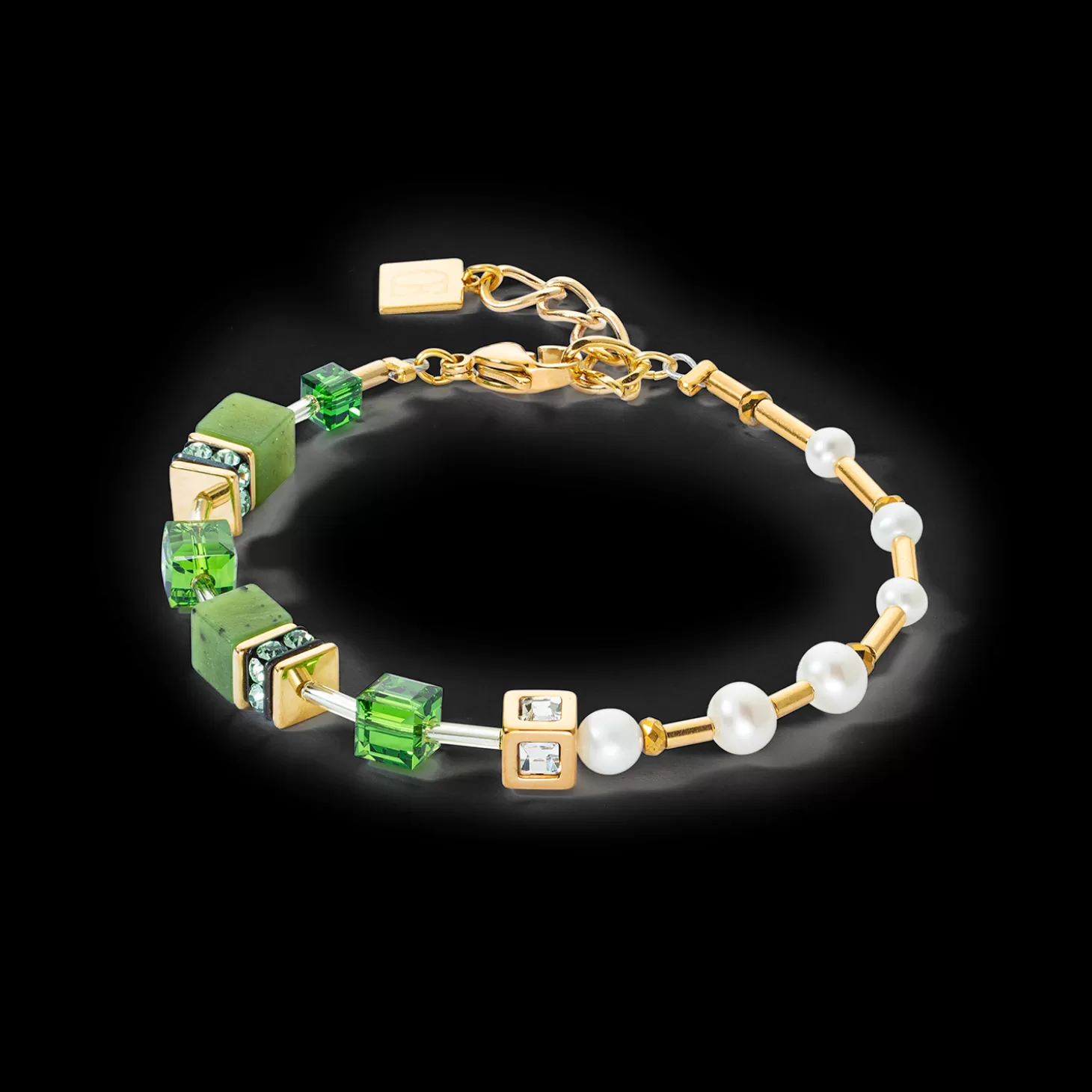 COEUR DE LION Bracelet Geocube® Fusion Precious Pearl Mix Gold-Green