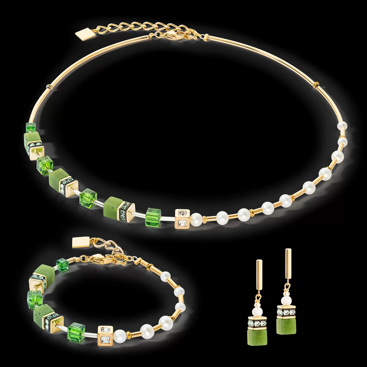 COEUR DE LION Bracelet Geocube® Fusion Precious Pearl Mix Gold-Green