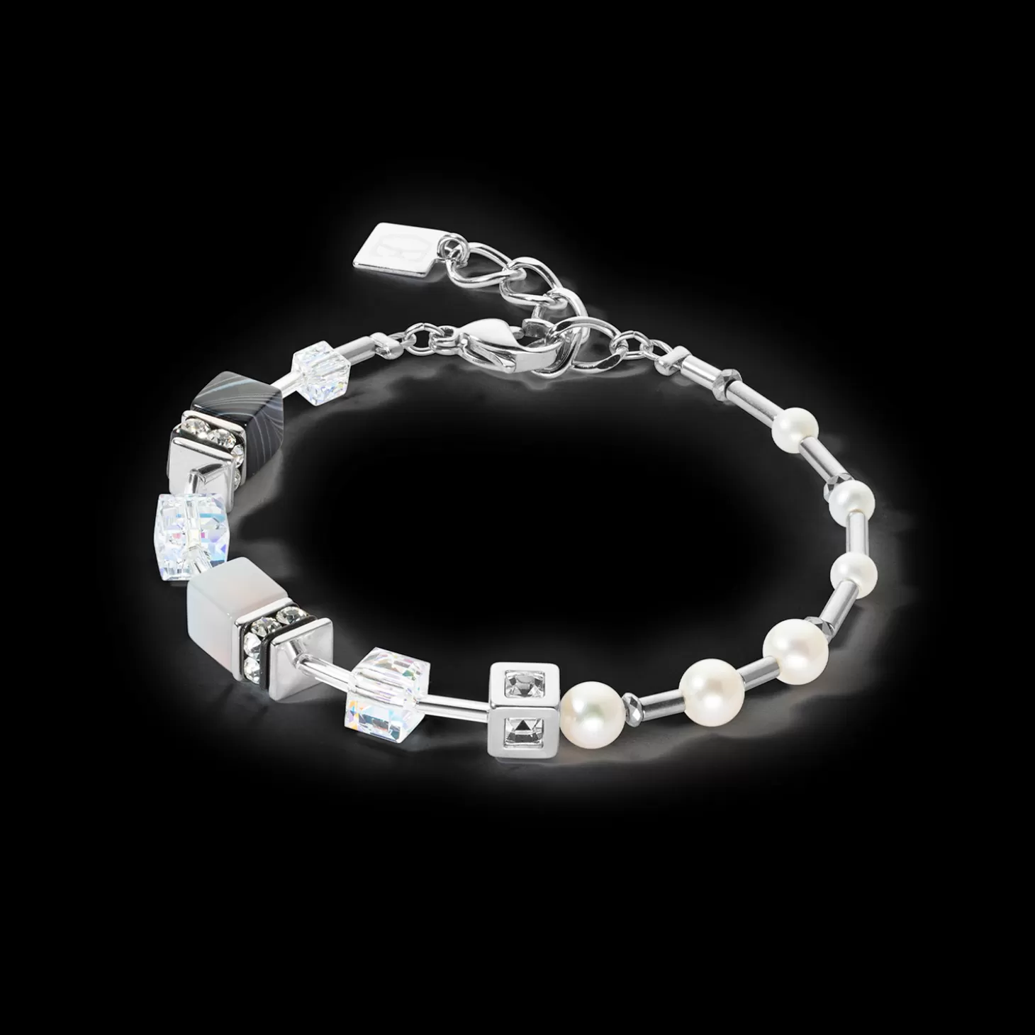 COEUR DE LION Bracelet Geocube® Fusion Precious Pearl Mix Silver-Grey