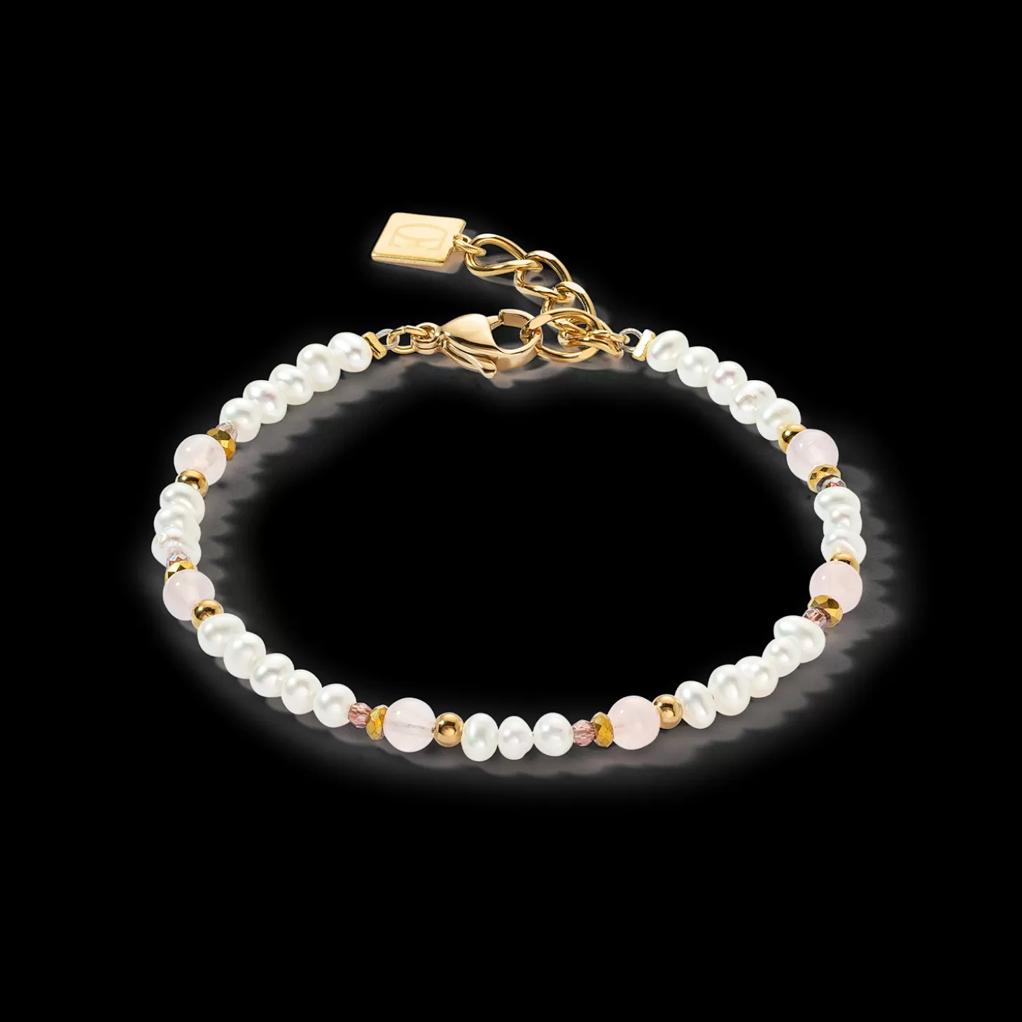 COEUR DE LION Bracelet Romantic Freshwater Pearls & Rose Quartz Gold