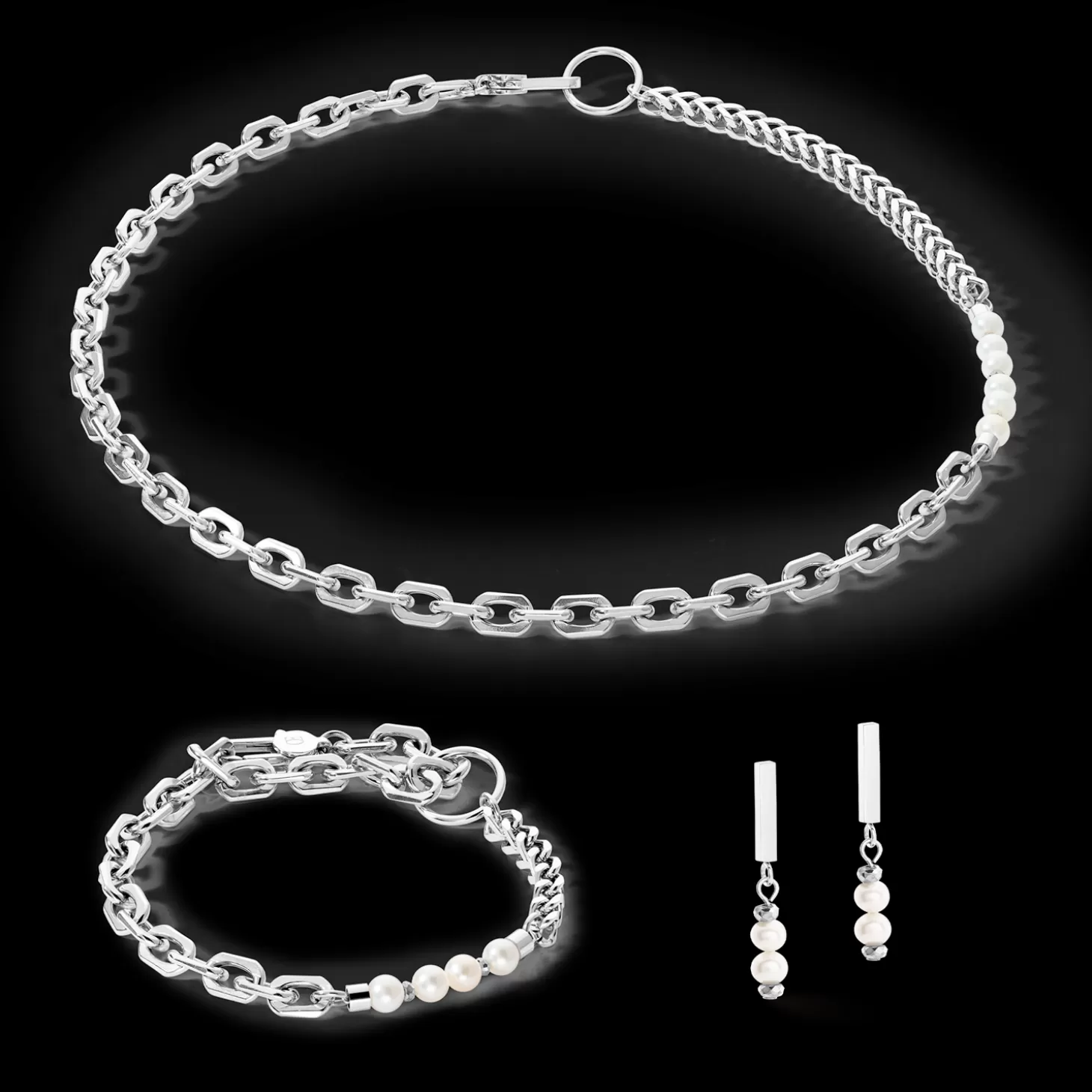 COEUR DE LION Bracelet Shape Shifter Freshwater Pearls Silver