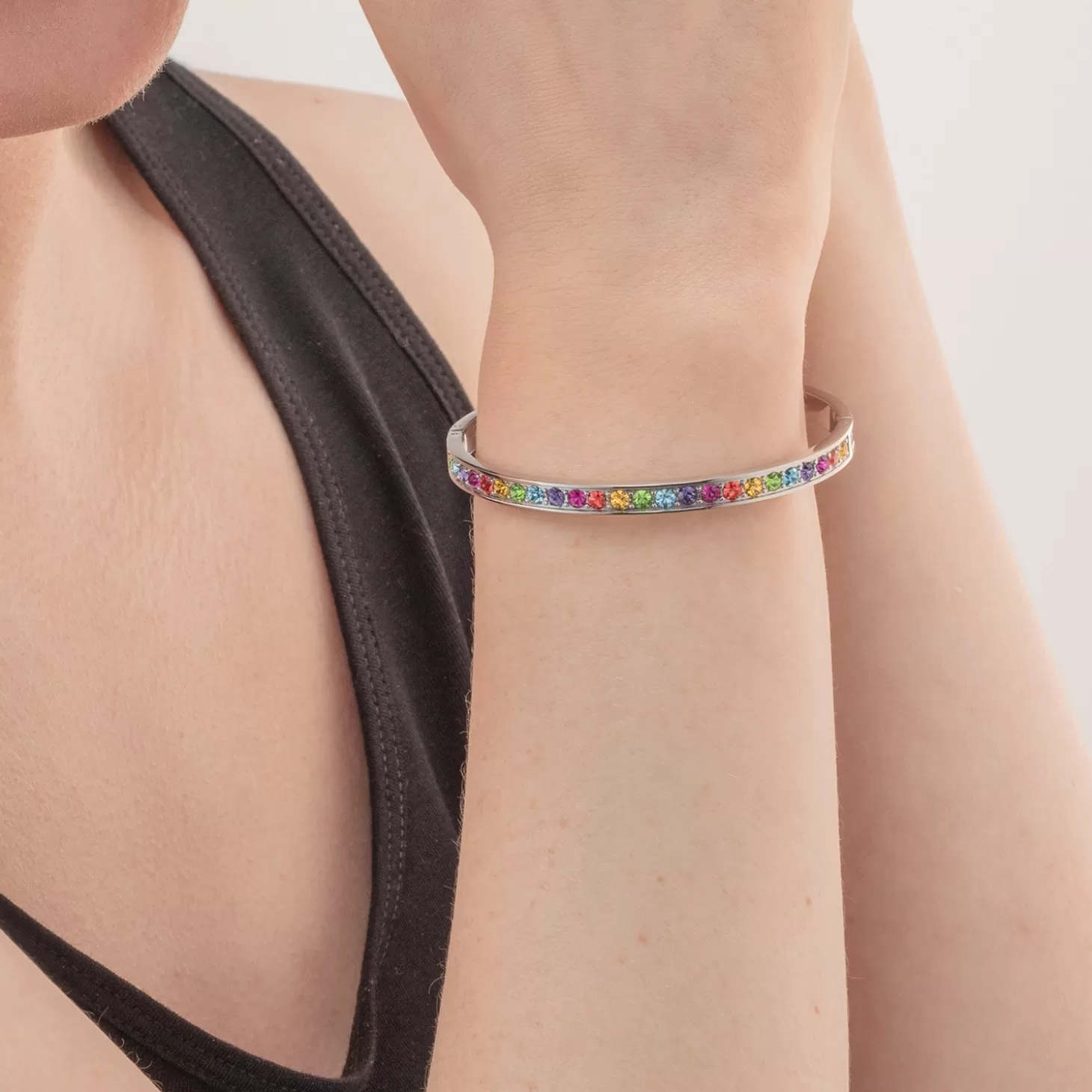 COEUR DE LION Bracelet Stainless Steel & Crystals Silver Multicolor 17
