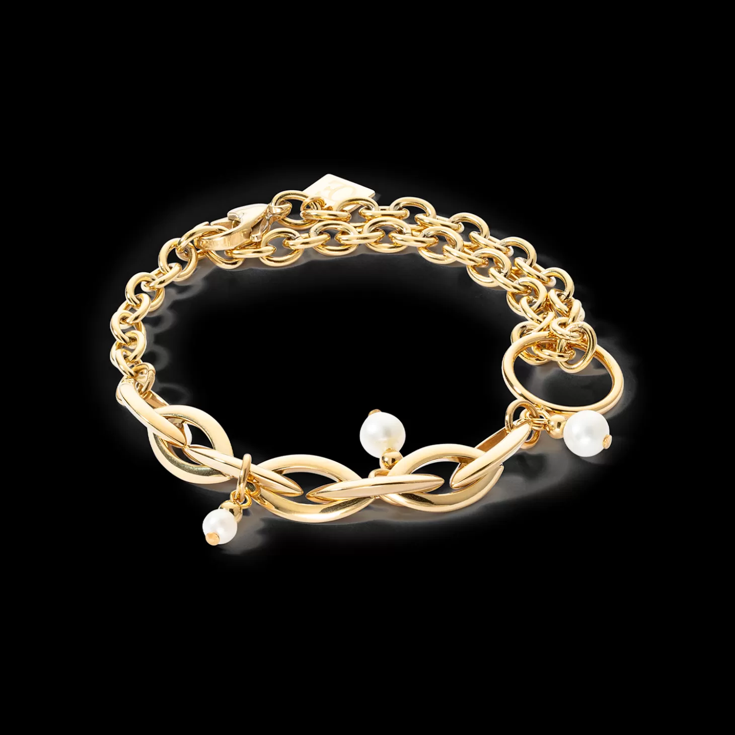 COEUR DE LION Bracelet Y Navette Freshwater Pearls Gold