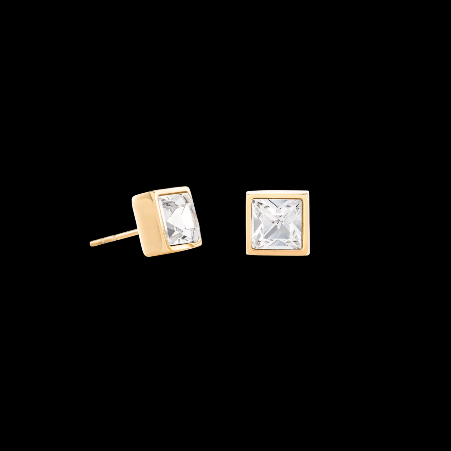 COEUR DE LION Brilliant Square Big Earrings Gold Crystal