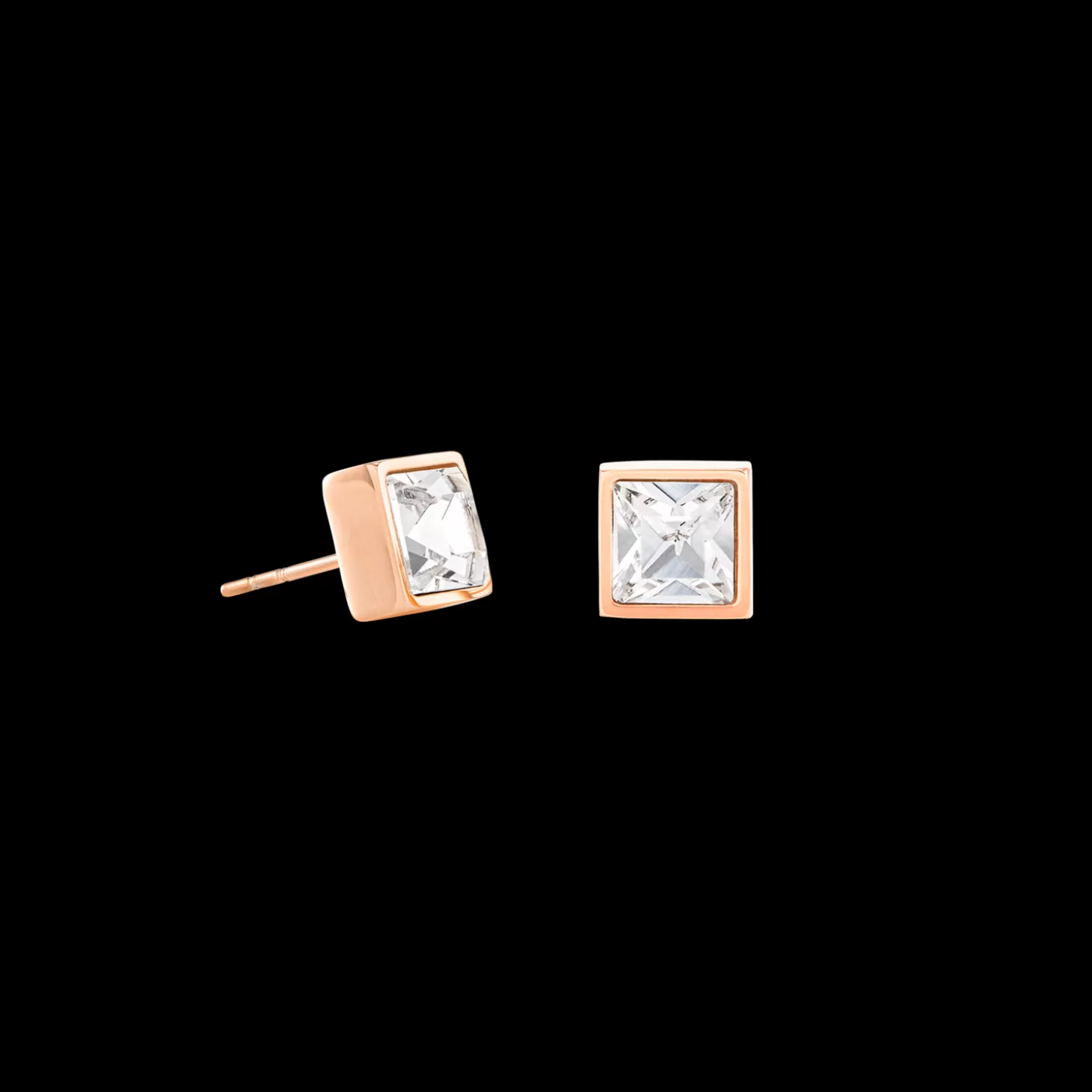 COEUR DE LION Brilliant Square Big Earrings Rosegold Crystal