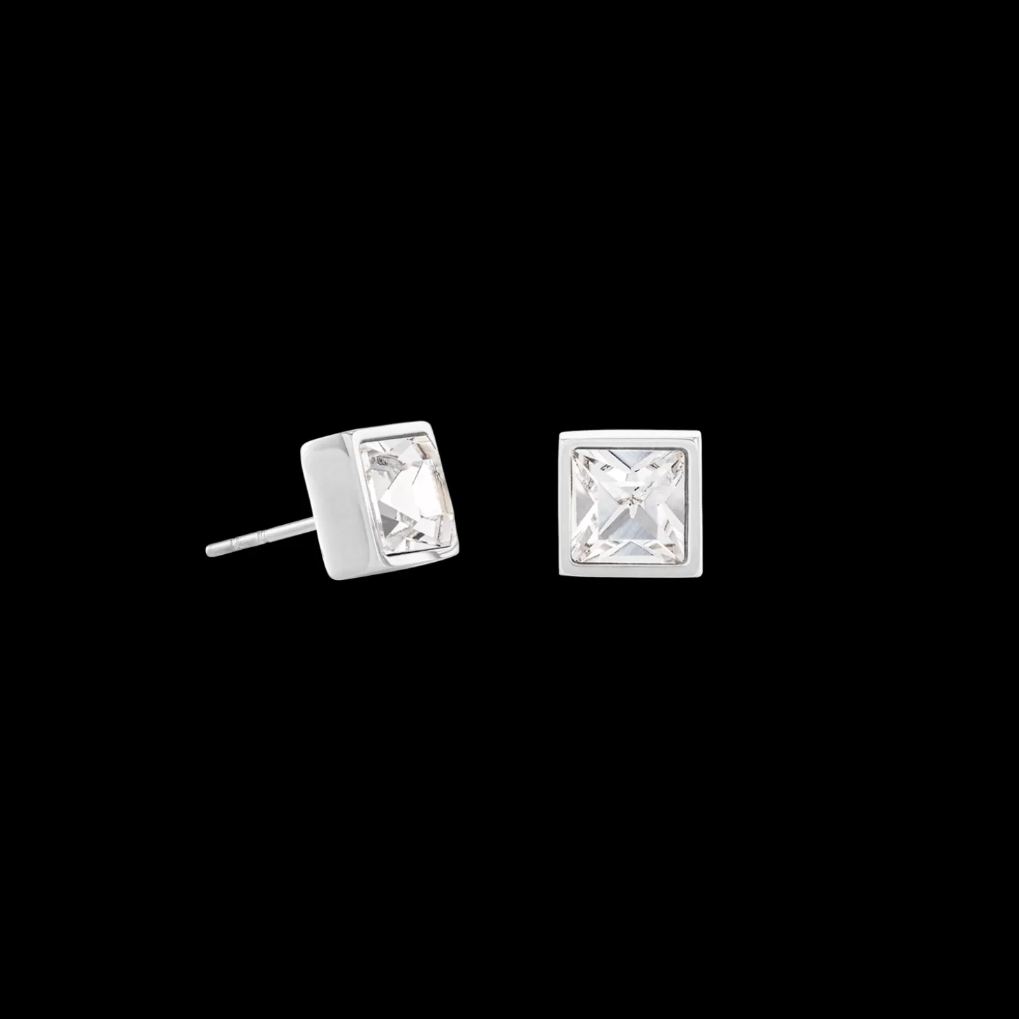 COEUR DE LION Brilliant Square Big Earrings Silver Crystal