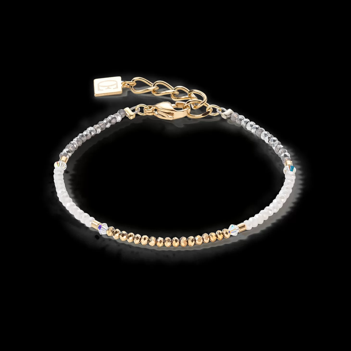 COEUR DE LION Brilliant Square Bracelet Gold-Crystal