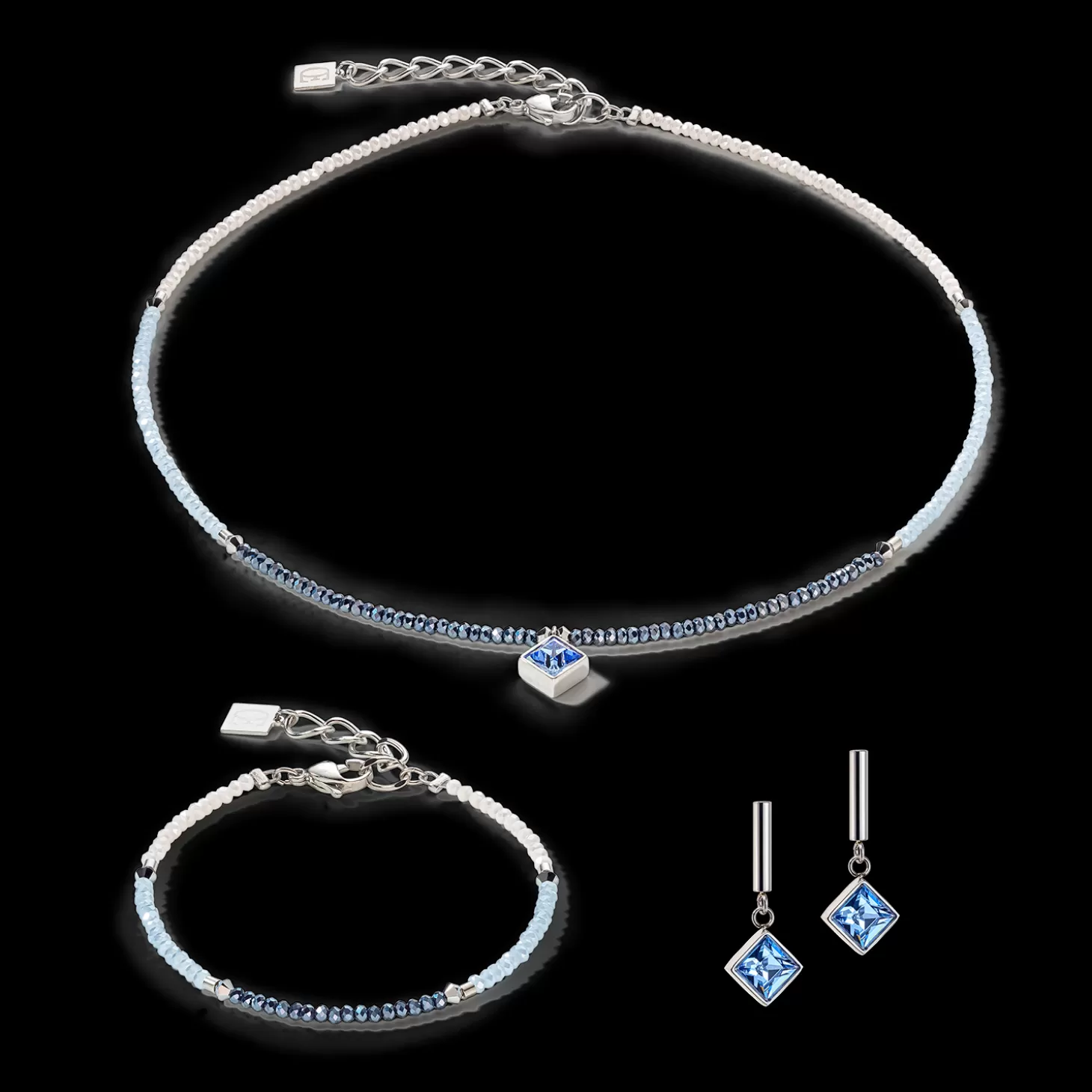 COEUR DE LION Brilliant Square Bracelet Silver Light Blue