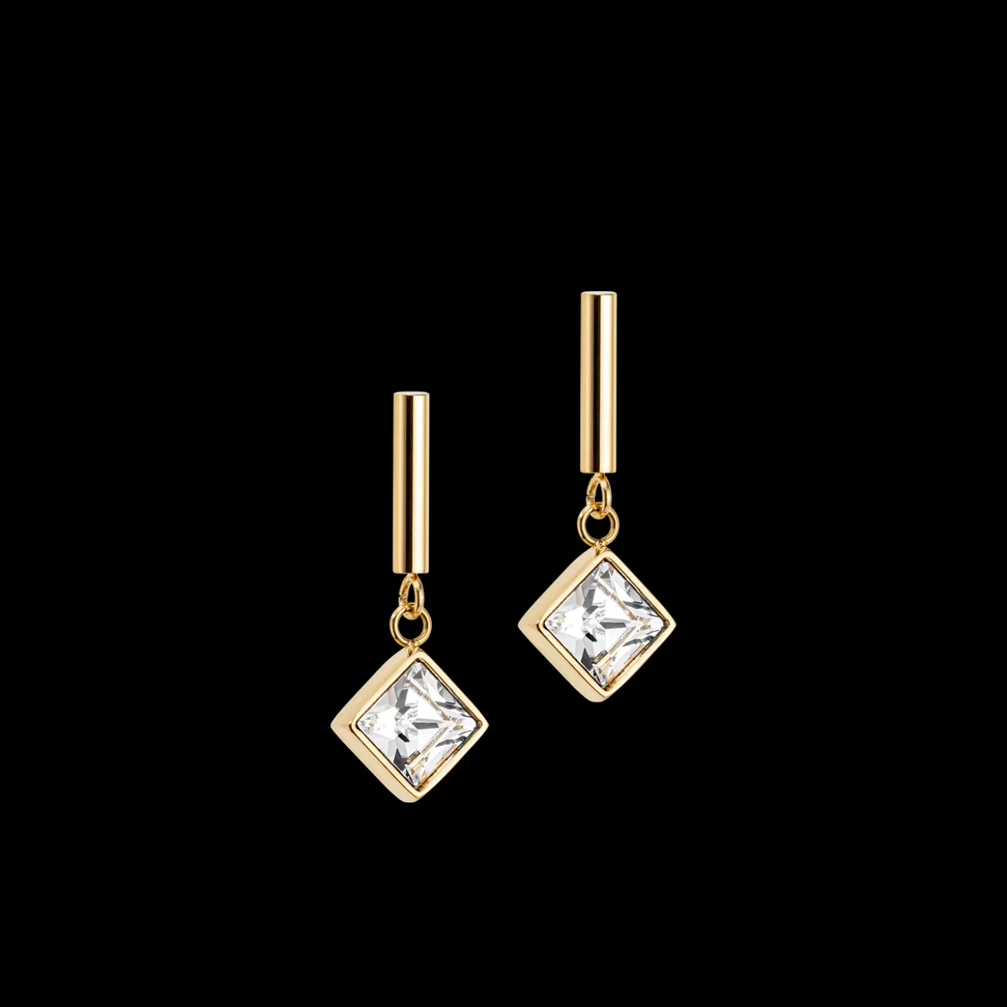 COEUR DE LION Brilliant Square Earrings Gold-Crystal