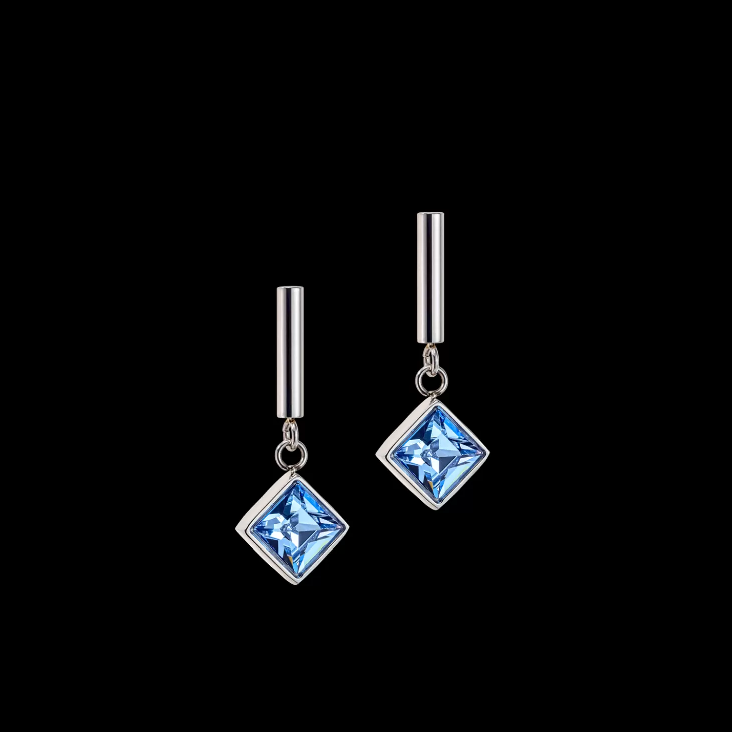 COEUR DE LION Brilliant Square Earrings Silver Light Blue