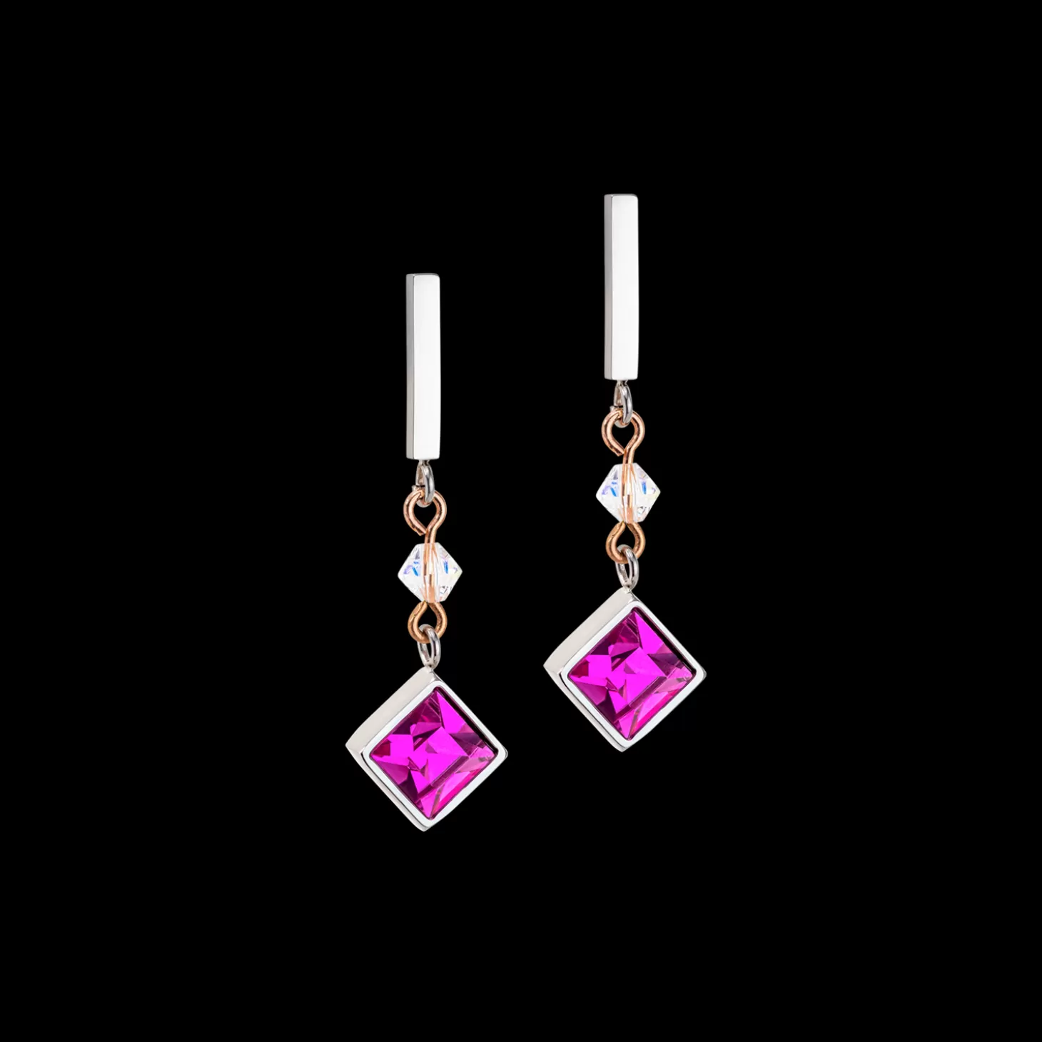 COEUR DE LION Brilliant Square Precious Earrings Multicolour Vintage