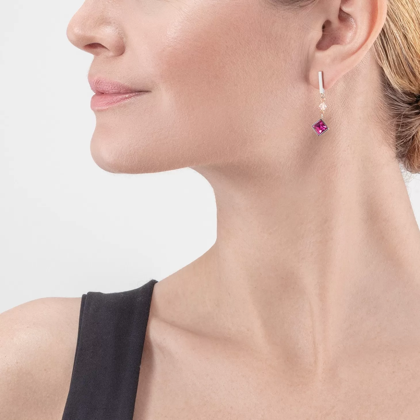 COEUR DE LION Brilliant Square Precious Earrings Multicolour Vintage