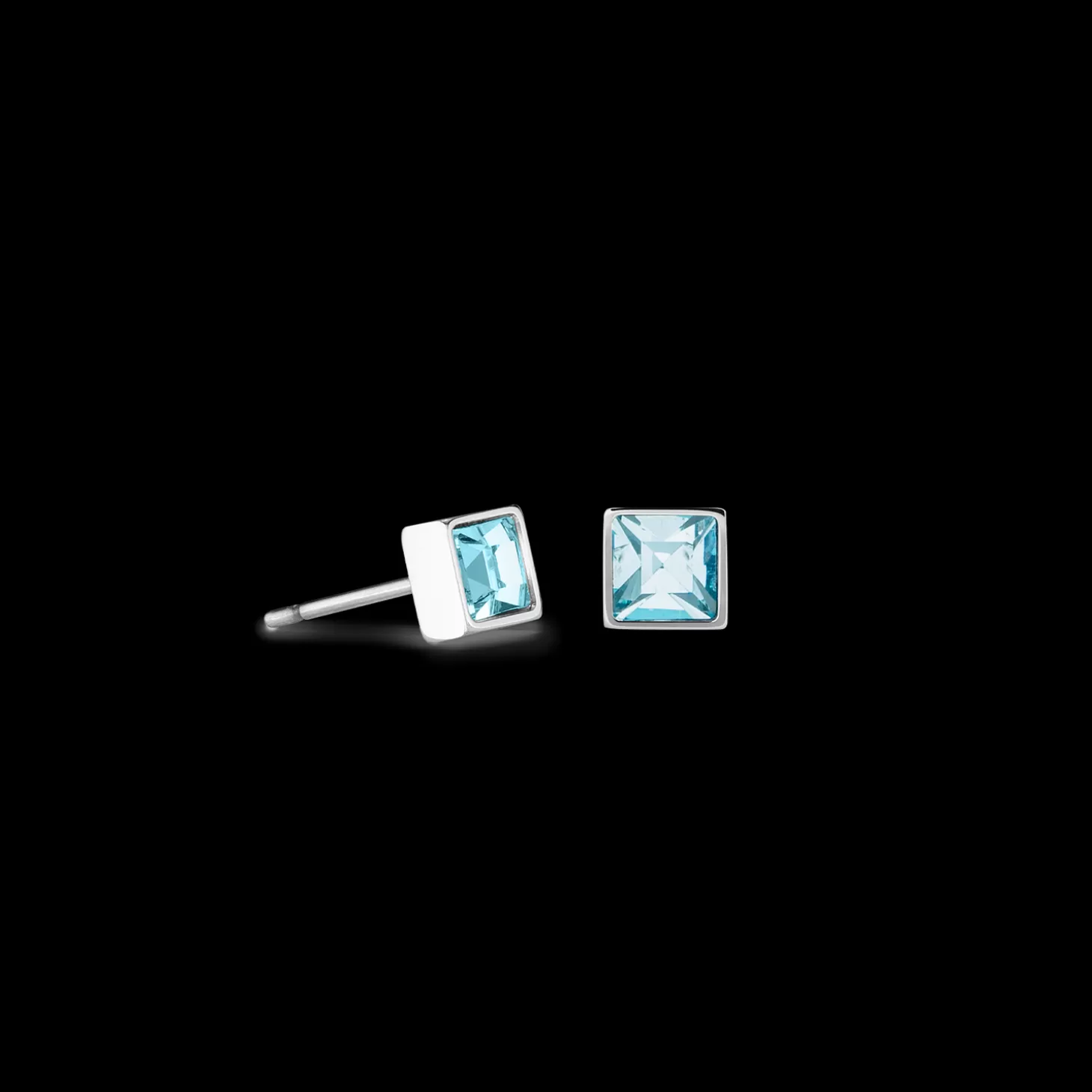 COEUR DE LION Brilliant Square Small Earrings Silver Aqua