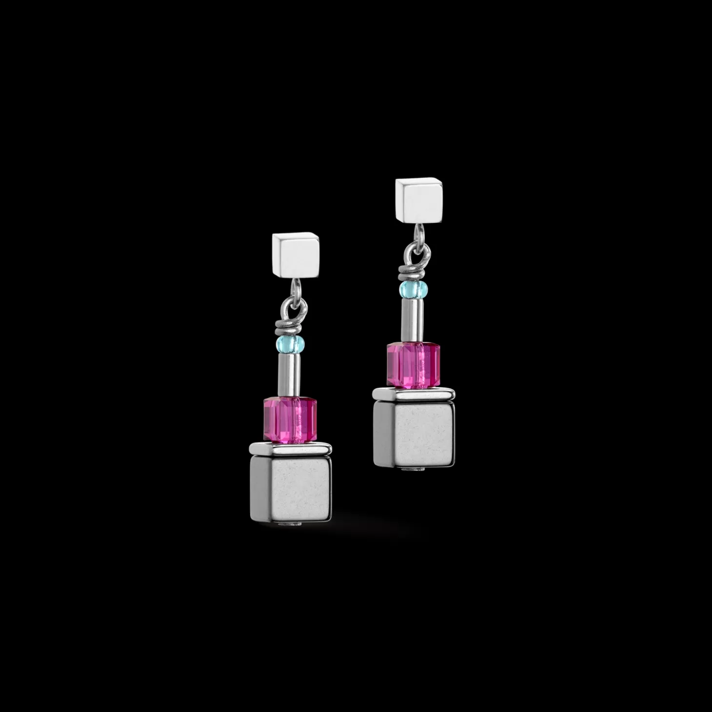 COEUR DE LION Cube Story Colour Couple Earrings Hematite Rainbow