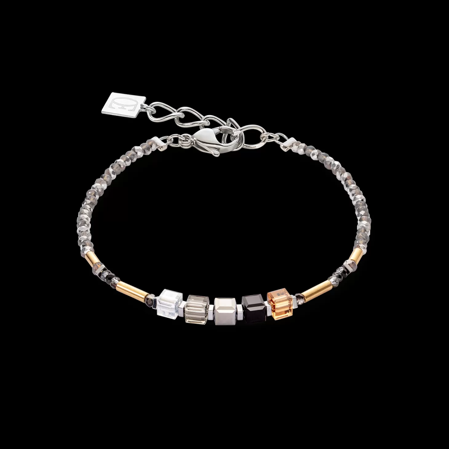 COEUR DE LION Cube Story Minimalistic Sparkling Bracelet Grey Gold