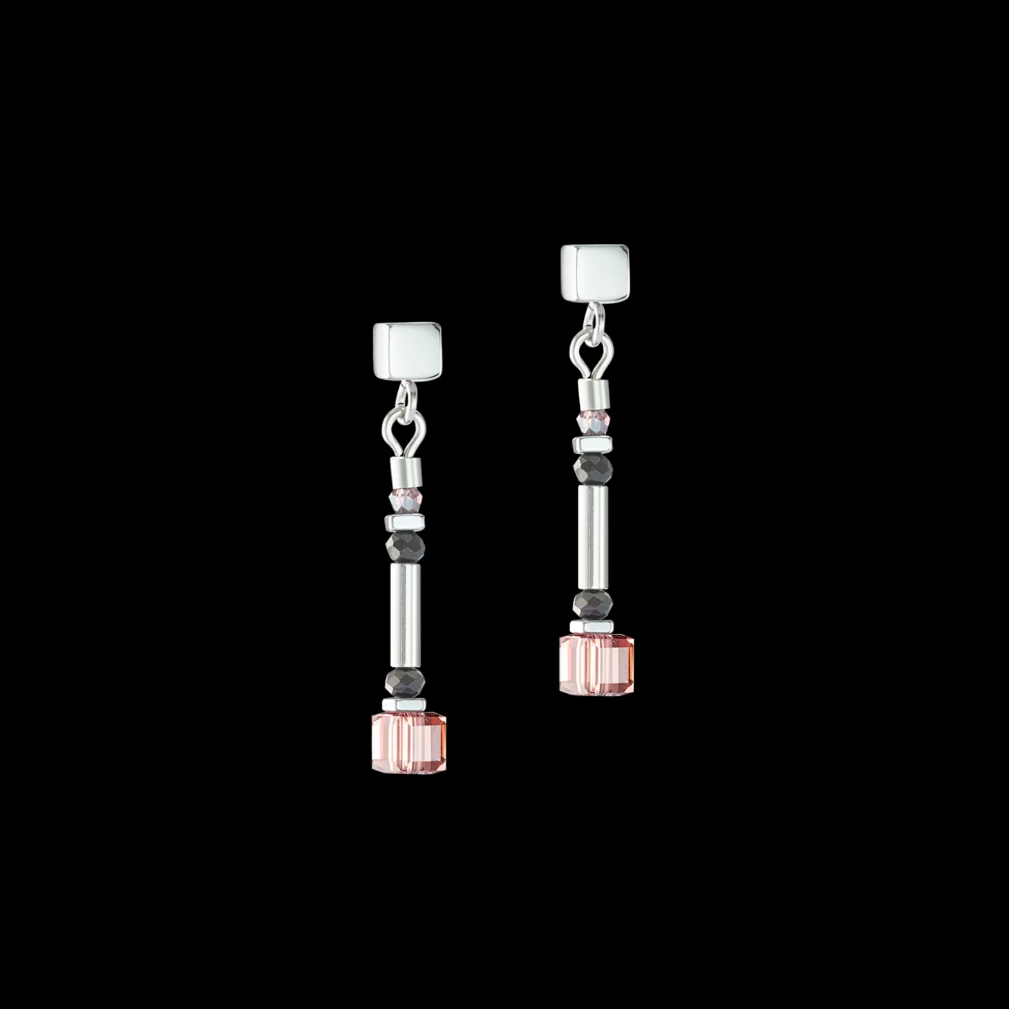 COEUR DE LION Cube Story Minimalistic Sparkling Earrings Multicolour Art Nouveau