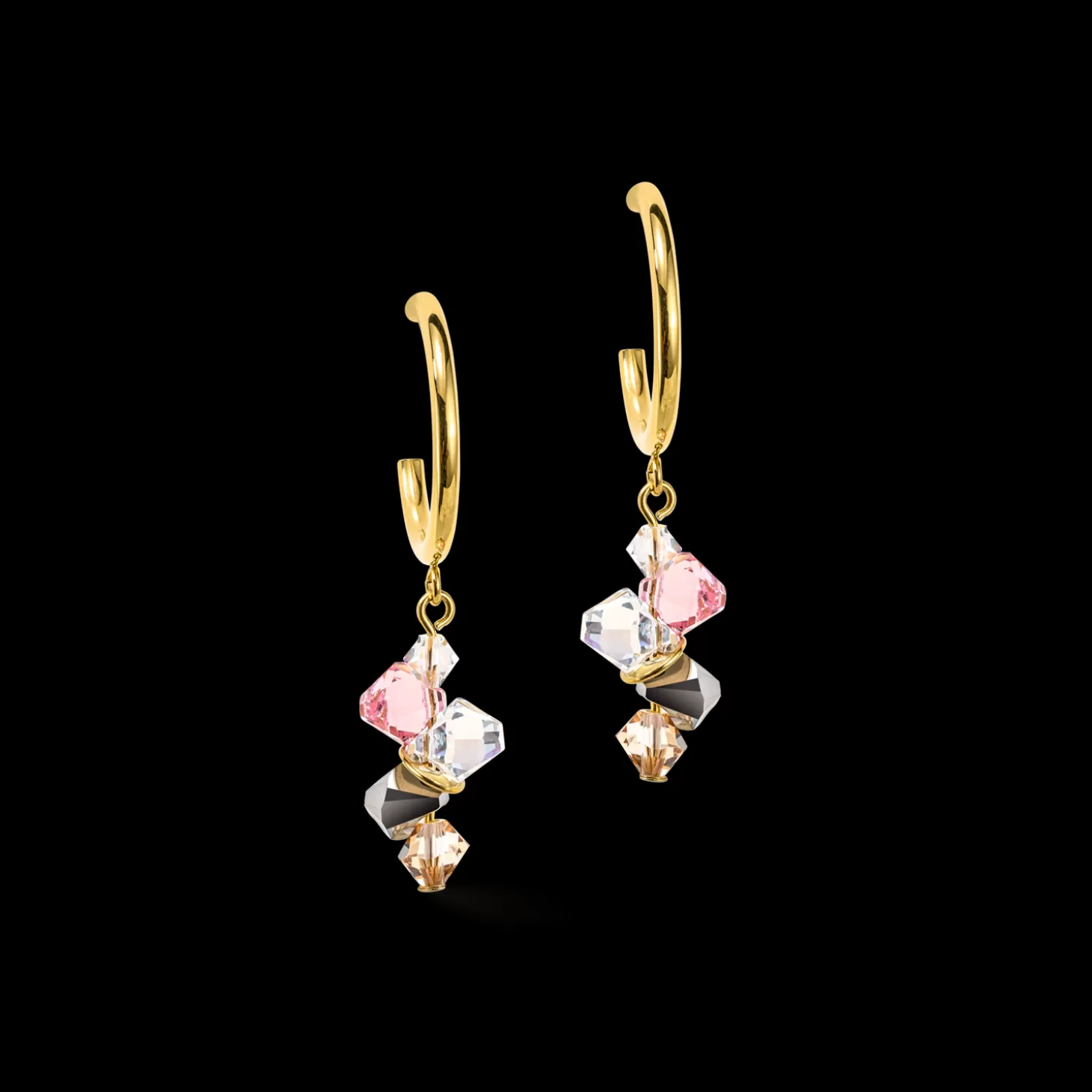 COEUR DE LION Dancing Crystals Earrings Gold Light Rose