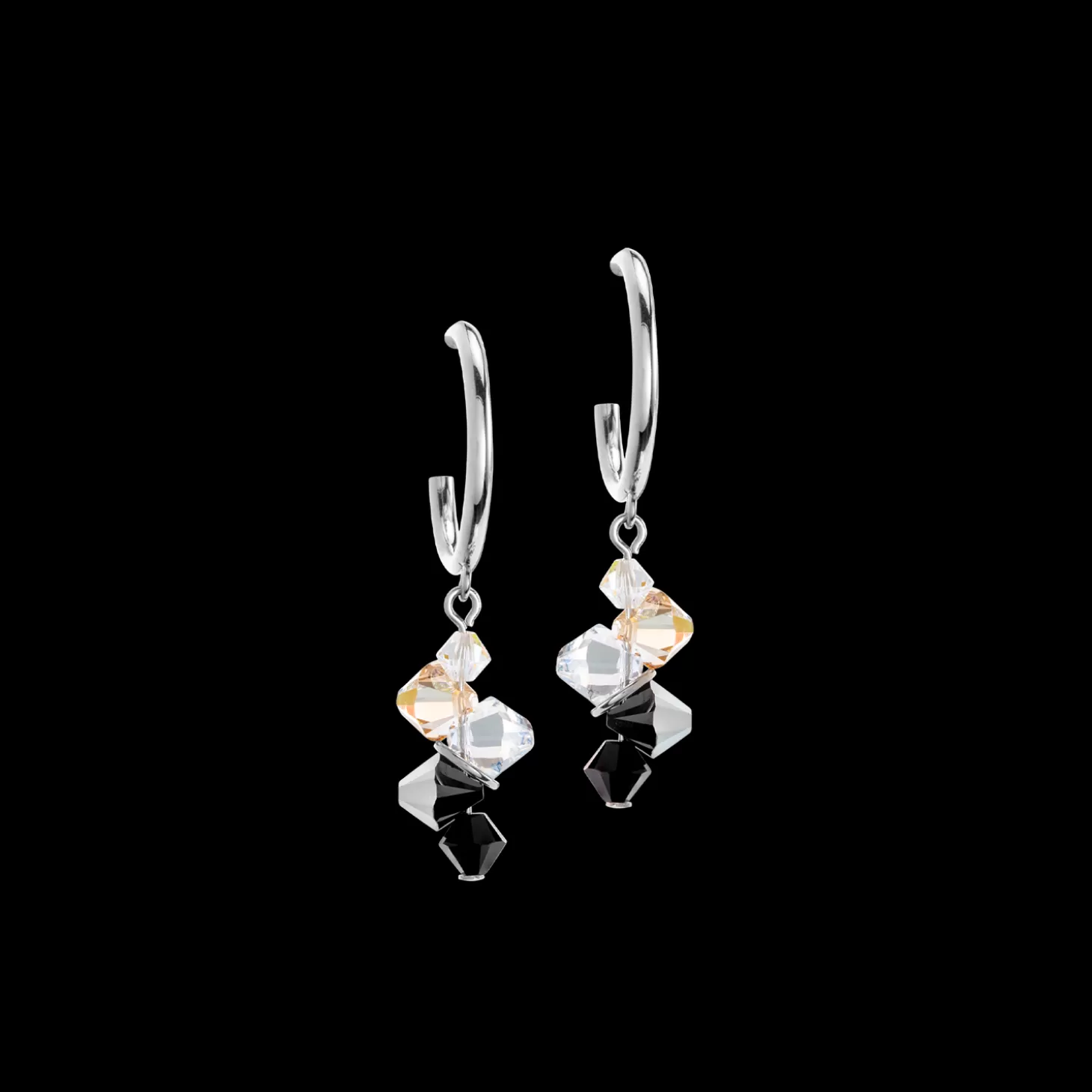 COEUR DE LION Dancing Crystals Earrings Silver Black