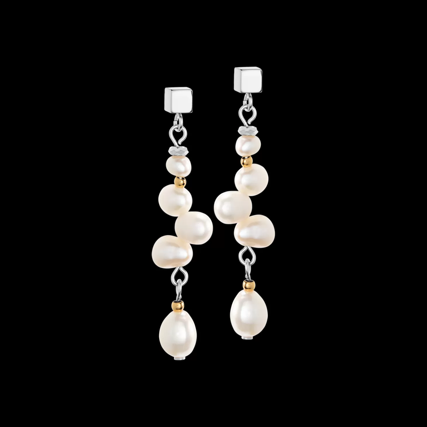 COEUR DE LION Dancing Freshwater Pearls Earrings Bicolor