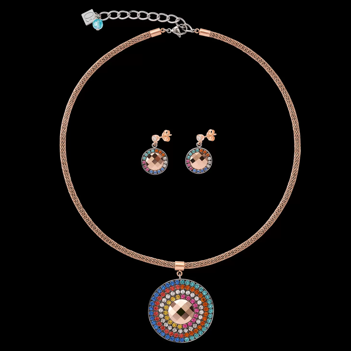 COEUR DE LION Earrings Amulet Crystals & Mesh Multicolour