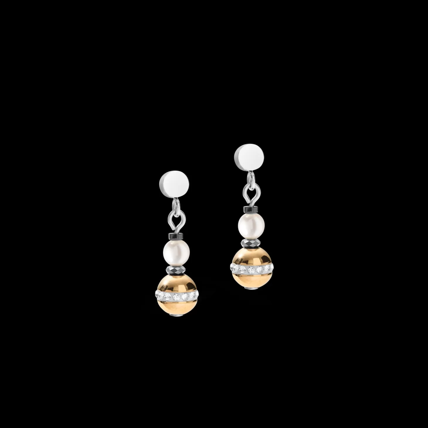 COEUR DE LION Earrings Ball Gemstones & Crystal Pearls Grey-Gold