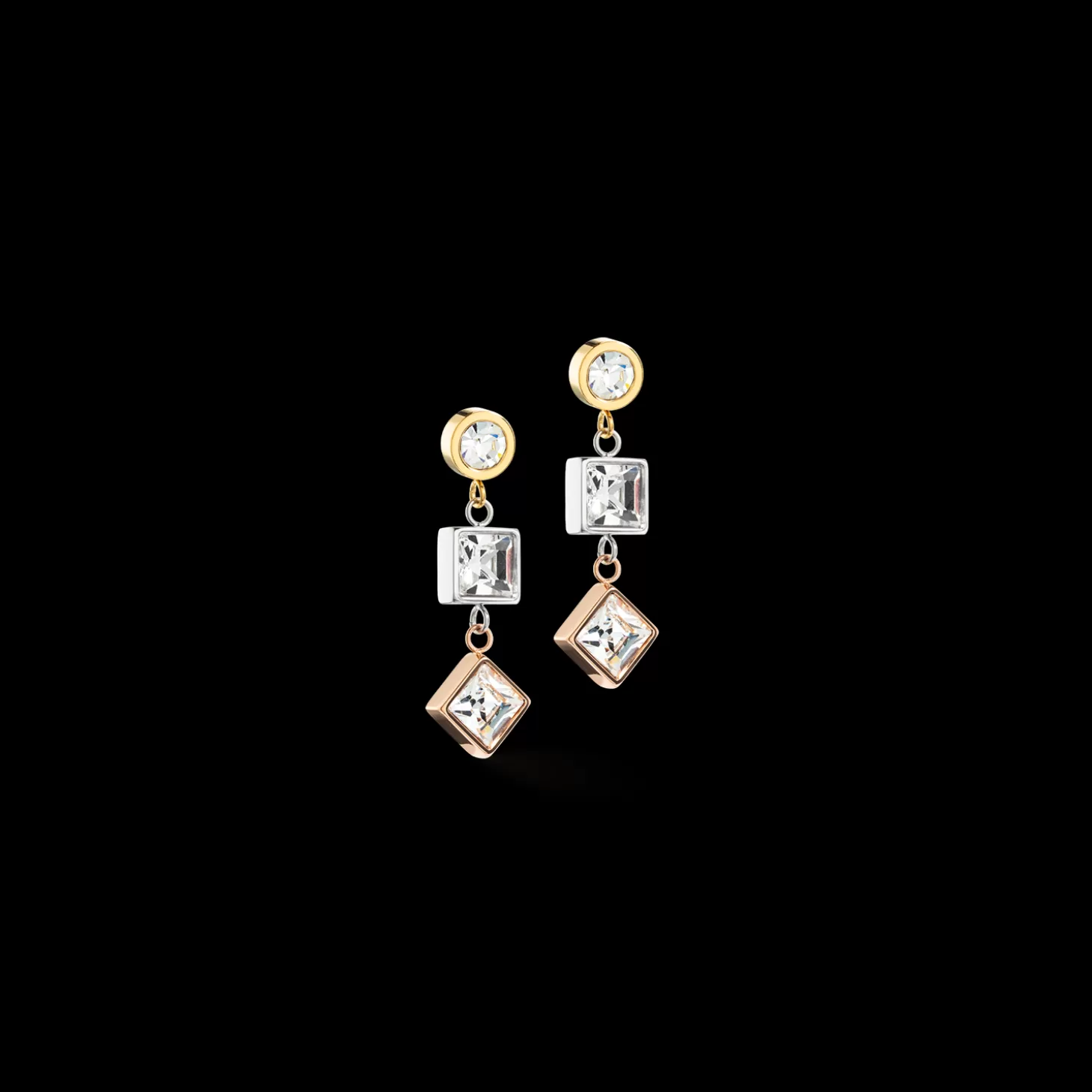 COEUR DE LION Earrings Brilliant Square Trilogy Interchangeable Pendant Tricolor