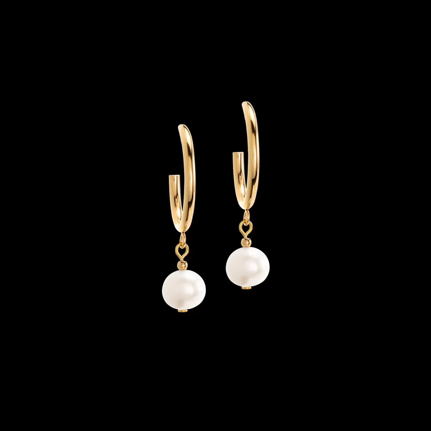 COEUR DE LION Earrings Creole Freshwater Pearls & Chunky Chain Navette Multiwear White-Gold