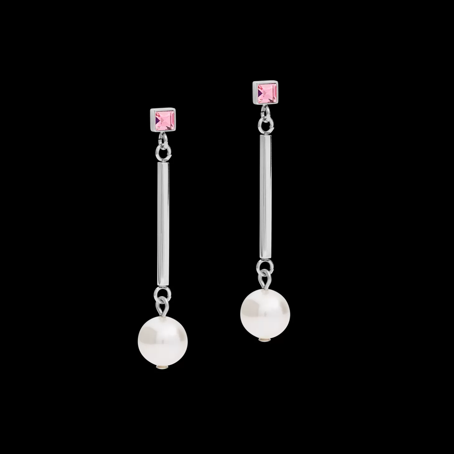 COEUR DE LION Earrings Crystal Pearls, Crystals & Stainless Steel Silver-Rose