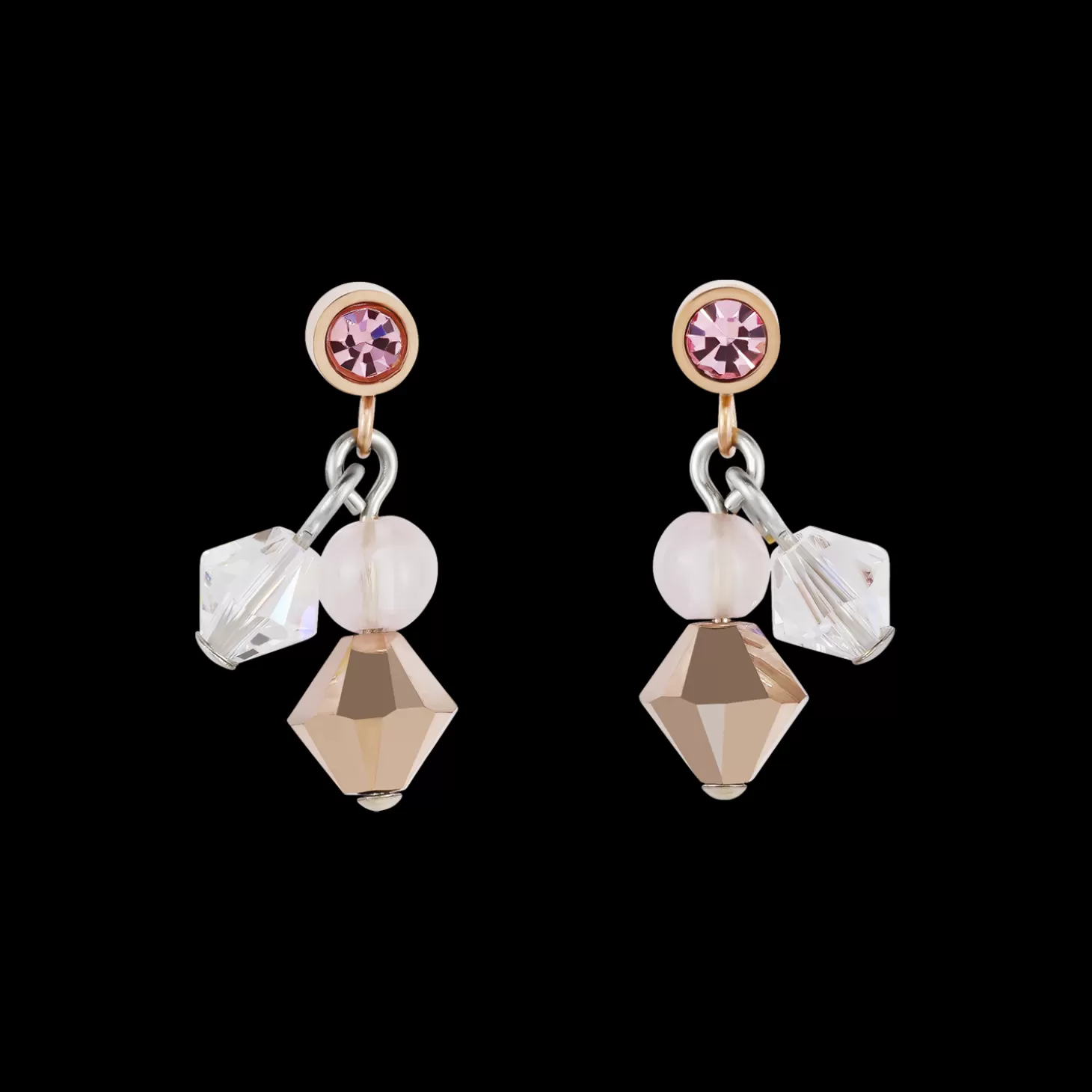 COEUR DE LION Earrings Crystals & Rose Quartz Light Rose