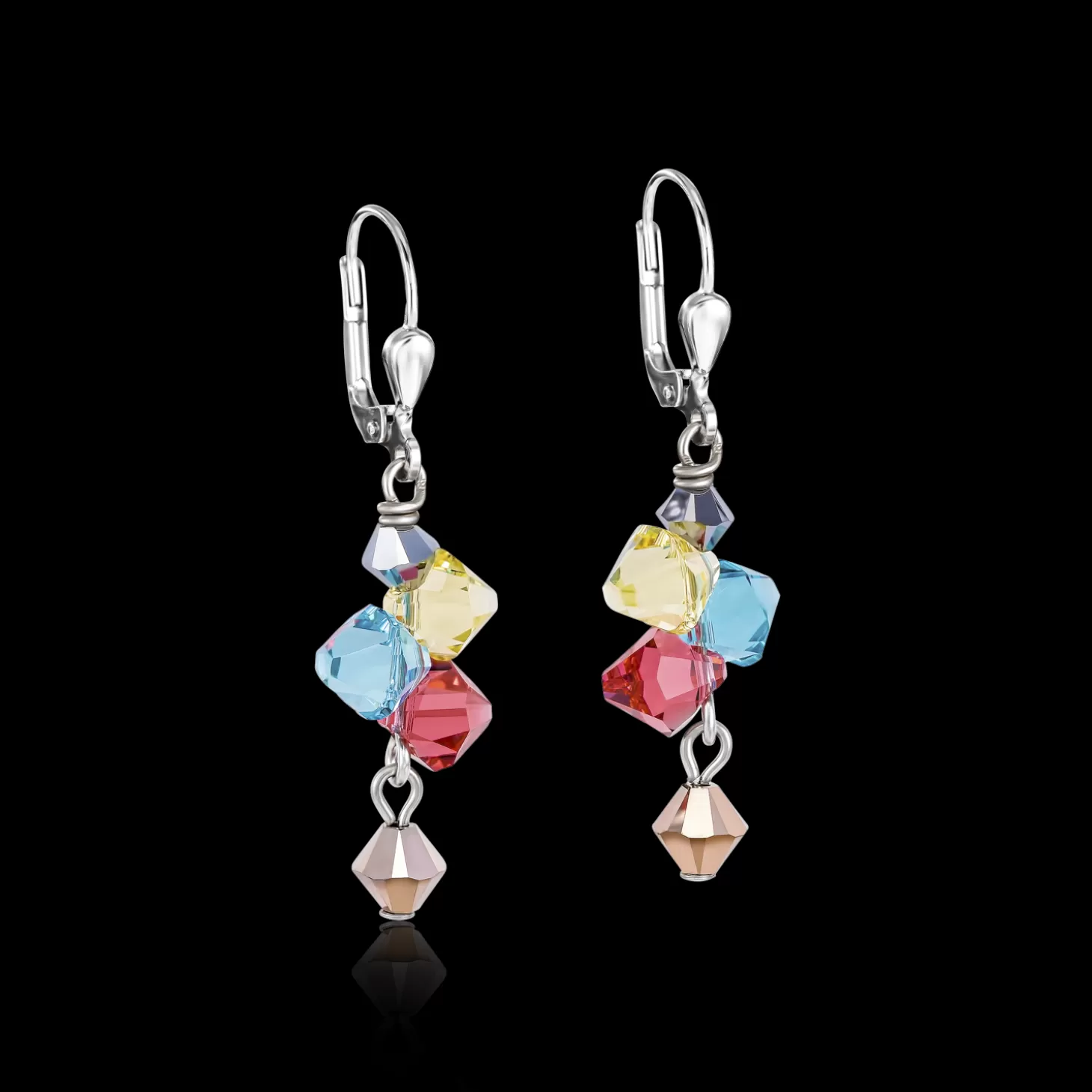 COEUR DE LION Earrings Crystals & Stainless Steel Multicolour Pastel 1