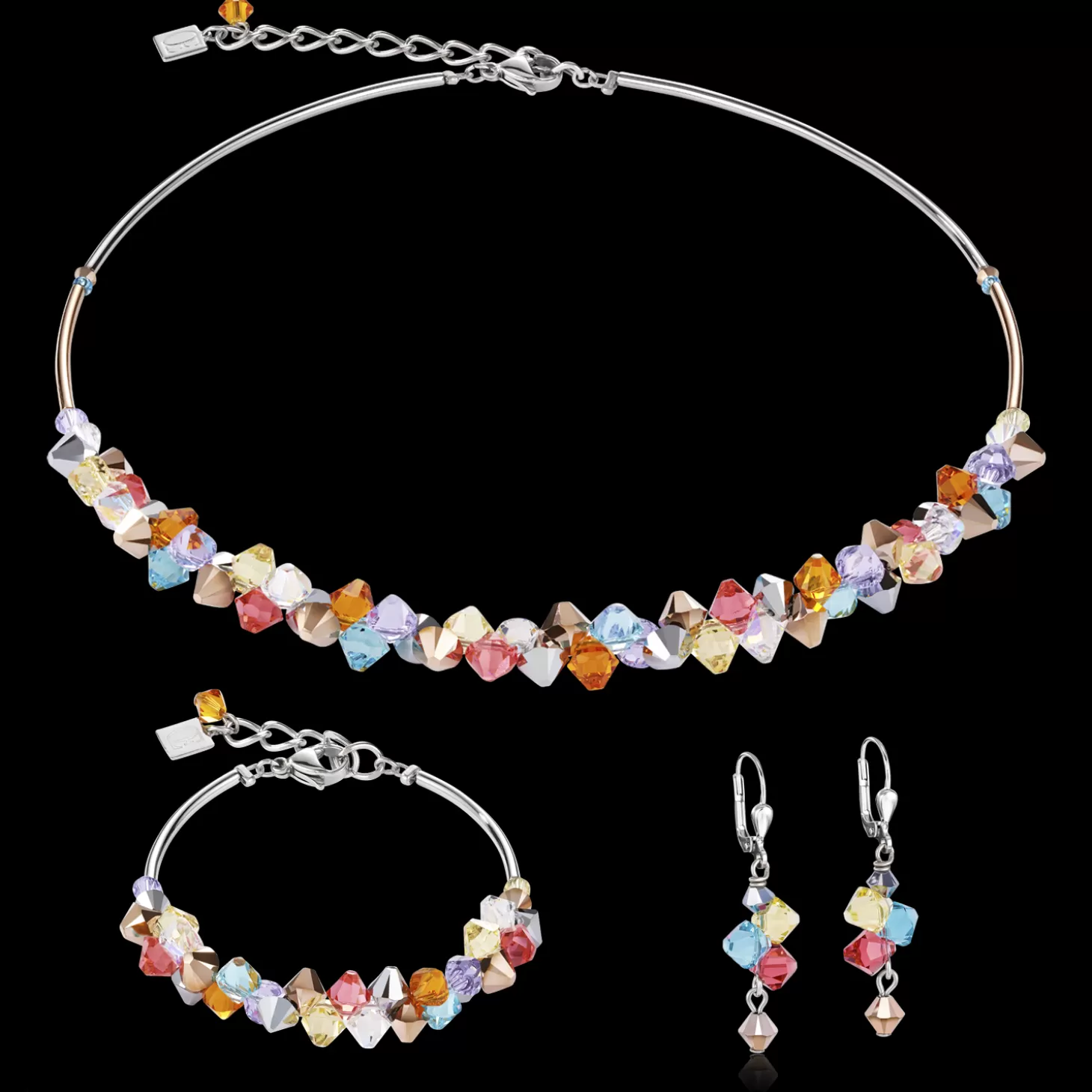 COEUR DE LION Earrings Crystals & Stainless Steel Multicolour Pastel 1