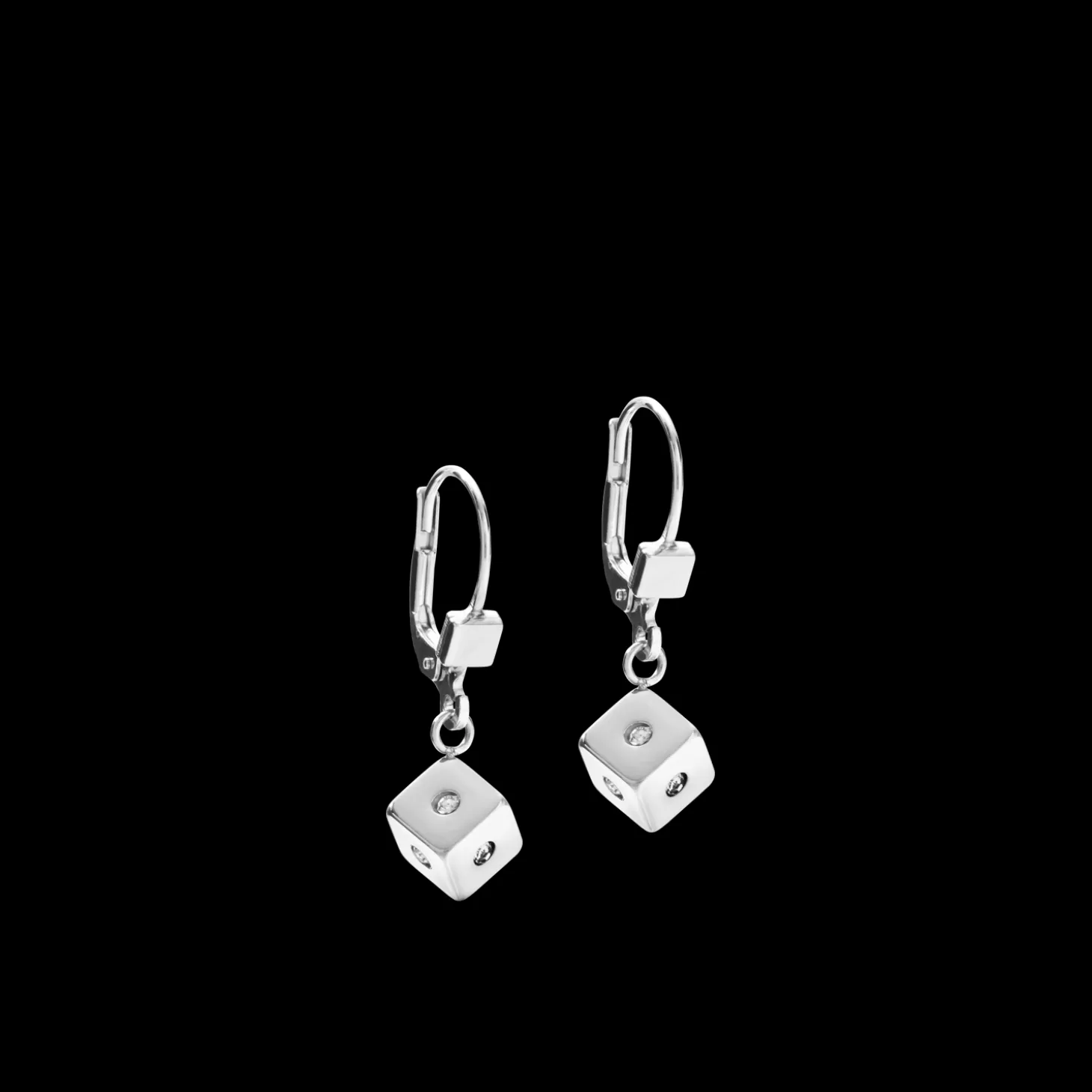COEUR DE LION Earrings Cube Crystal Dot Stainless Steel & Crystal Glass Midnight Blue-Silver