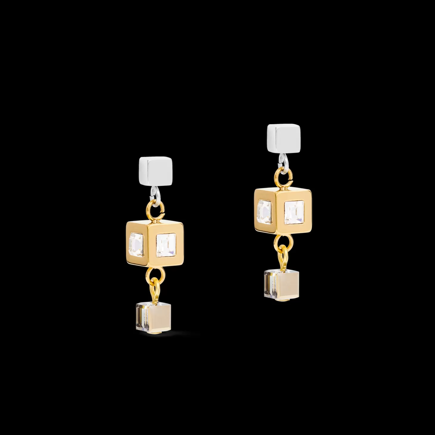 COEUR DE LION Earrings Geocube® Cluster Gold-Silver