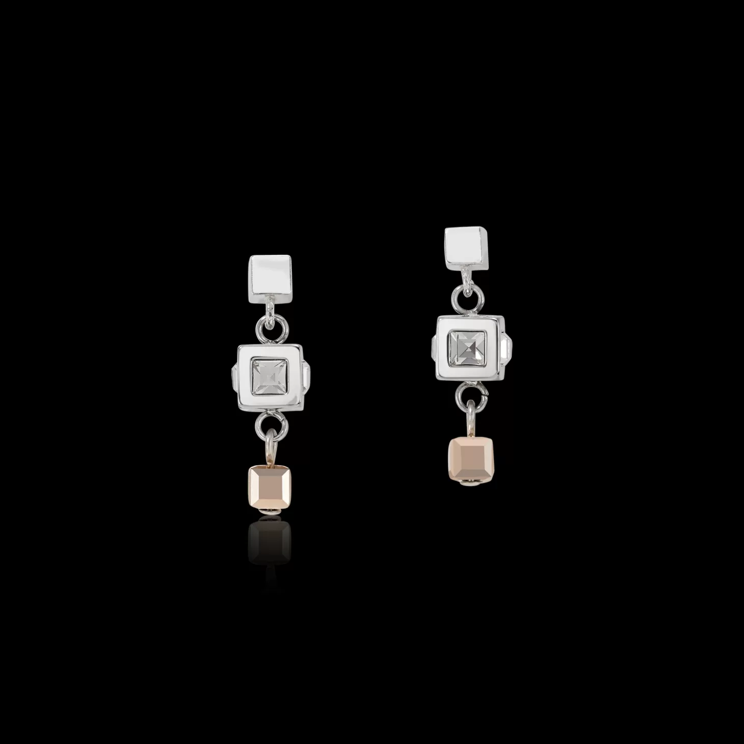 COEUR DE LION Earrings Geocube® Cluster Silver-Rose Gold