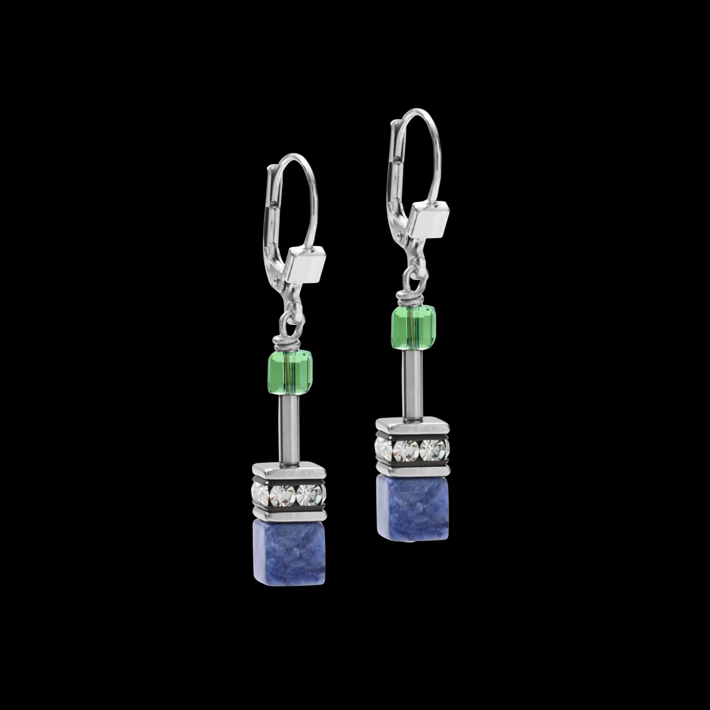 COEUR DE LION Earrings Geocube® Crystals & Gemstones Blue-Green