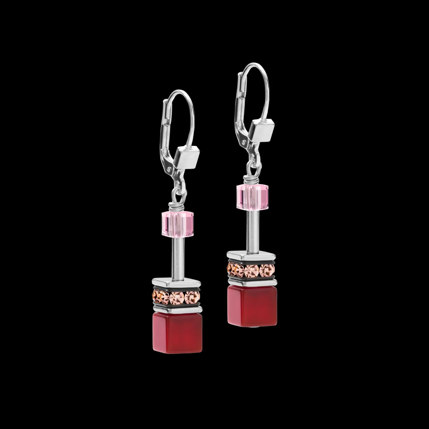 COEUR DE LION Earrings Geocube® Crystals & Gemstones Red-Purple