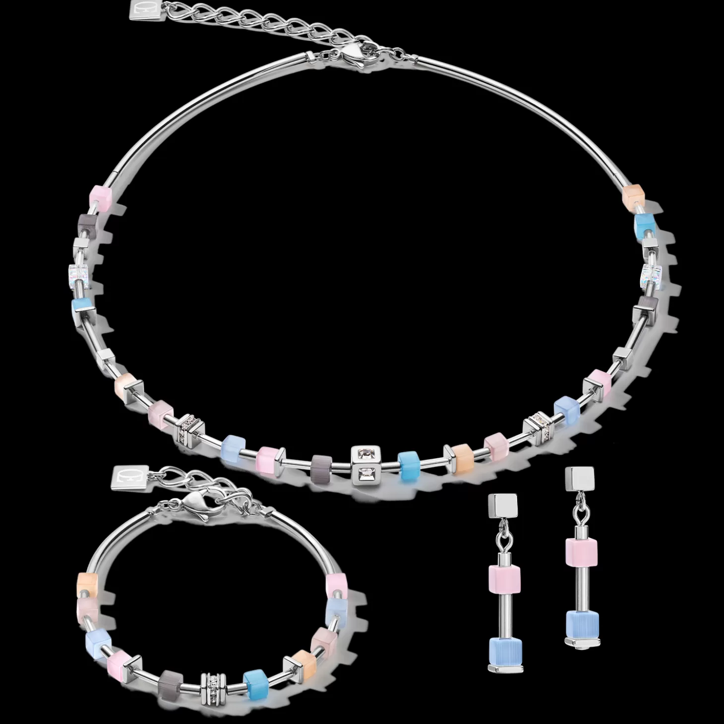 COEUR DE LION Earrings Geocube® Fine Pastel Blue-Rose